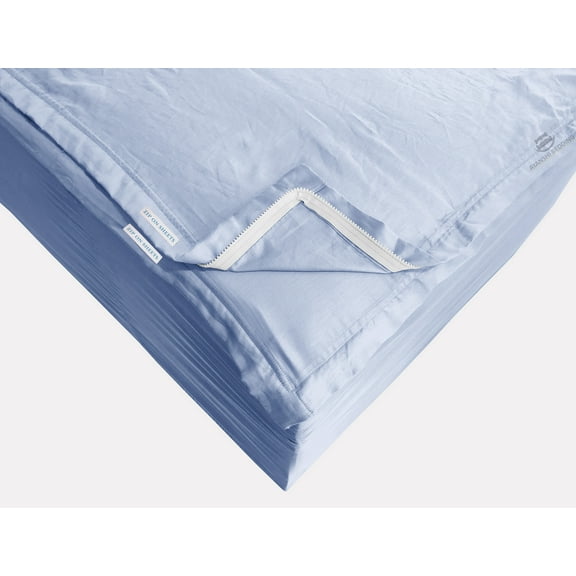 Zip On Fitted Sheet Full XL Size(54X80) - Includes 2 Zip On Sheets +1 Bottom Fitted Base - Fit's 10” In Deep Pocket - Zip On Sheets Easy to Change - 600 TC Cotton Fitted Sheet - Sky Blue Color