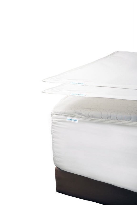 Zip On Fitted Sheet - Includes 1 Fitted Base + 2 Top Zip Sheet - Easy to Change, Won’t Pop Off Full Sheet- 600 TC Cotton Fitted Sheet- 8” Deep Pocket Full Size- White
