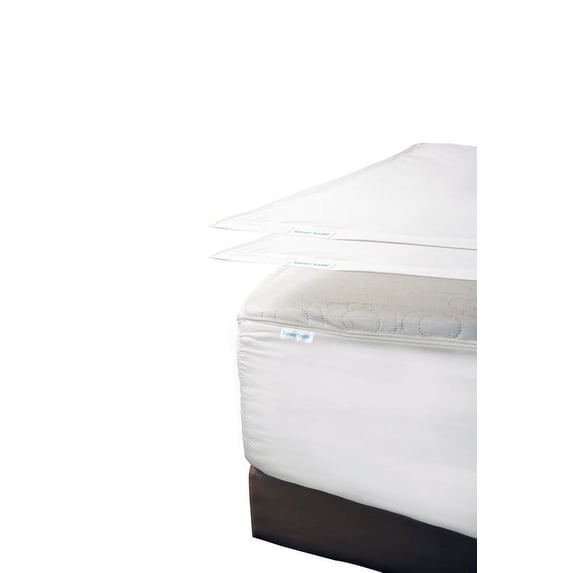 Zip On Fitted Sheet - Includes 1 Fitted Base + 2 Top Zip Sheet - Easy to Change, Won’t Pop Off Twin Sheet - Soft 600 TC Cotton Fitted Sheet- 15” Deep Pocket Queen Size- White