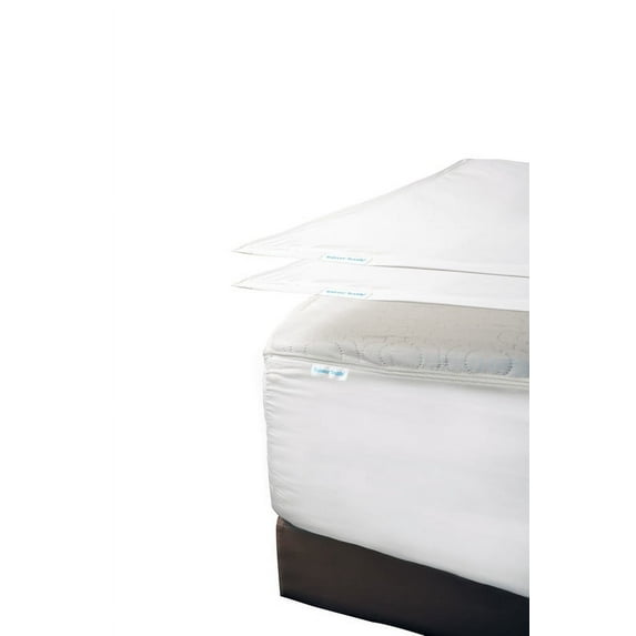 Zip On Fitted Sheet - Includes 1 Fitted Base + 3 Top Zip Sheet - Easy to Change, Won’t Pop Off Olympic Queen Sheet- 600 TC Cotton Fitted Sheet- 18” Deep Pocket Oly-Queen Size- White