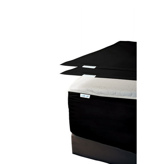 Zip On Fitted Sheet - Includes 1 Fitted Base + 3 Top Zip Sheet - Easy to Change, Won’t Pop Off Twin Sheet - Soft 600 TC Cotton Fitted Sheet- 15” Deep Pocket King Size- Black