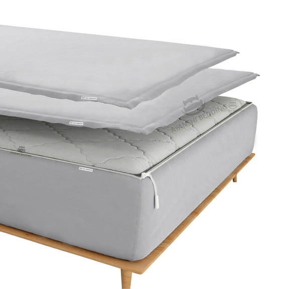 Zip On Fitted SheetS Queen Size(60X80) - Includes 1 Bottom Fitted Base + 2 Zip Sheets - Fit's 14” In Deep Pocket - Zip Sheets Easy to Change - 600 TC Cotton Fitted Sheet - Silver Grey Color
