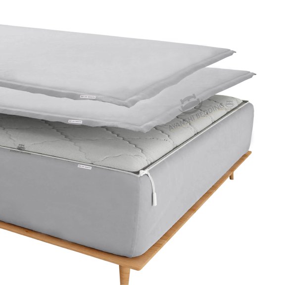 Zip On Fitted SheetS Twin Size(39X75) - Includes 1 Bottom Fitted Base + 2 Zip Sheets - Fit's 8” In Deep Pocket - Zip Sheets Easy to Change - 600 TC Cotton Fitted Sheet - Silver Grey Color