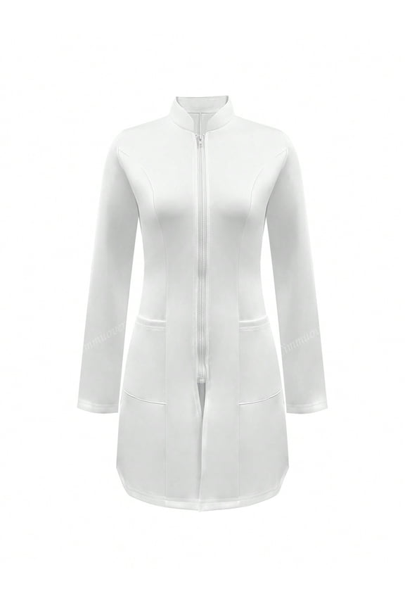 Zip Front Pocket Laboratory Coat