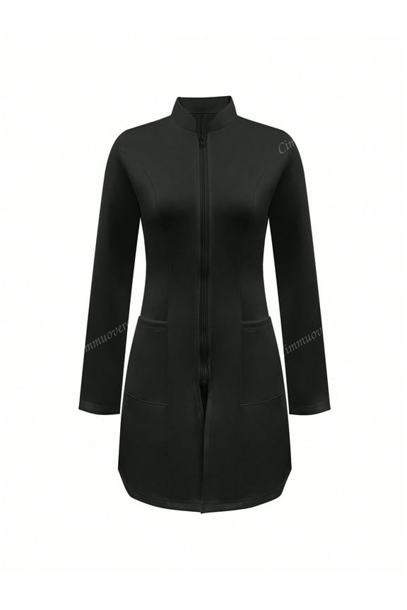 Zip Front Pocket Laboratory Coat