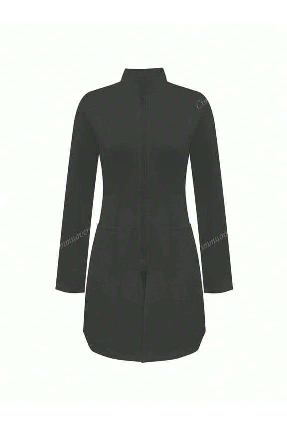 Zip Front Pocket Laboratory Coat