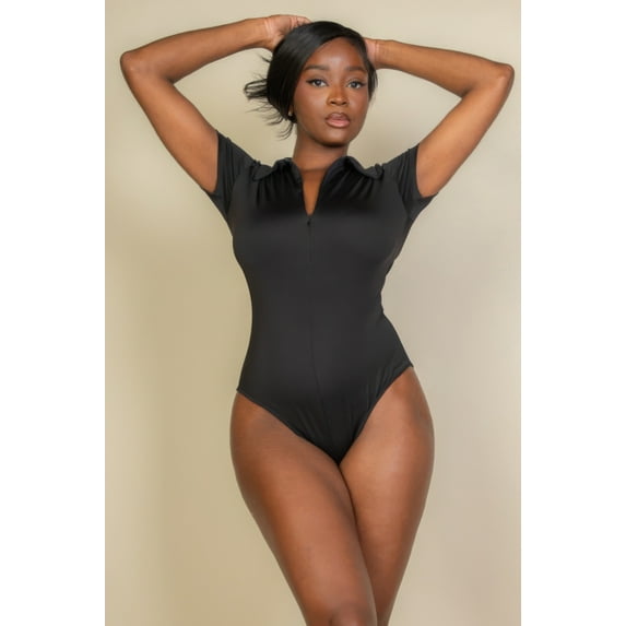 Zip Front Short Sleeve Bodysuit