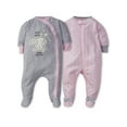 thumbnail image 1 of Zip Front Sleep ‘n Plays, 2pk (Baby Girls), 1 of 9