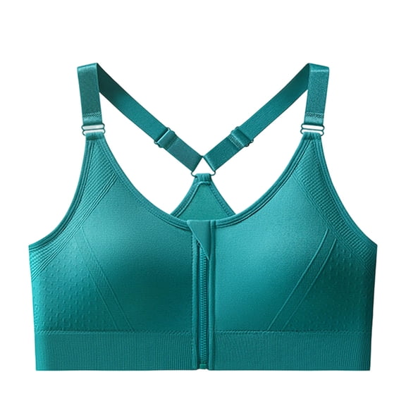 Zip Front Sports Bra for Women Adjustable Strap Push Up High Impact Wireless Workout Yoga Bras