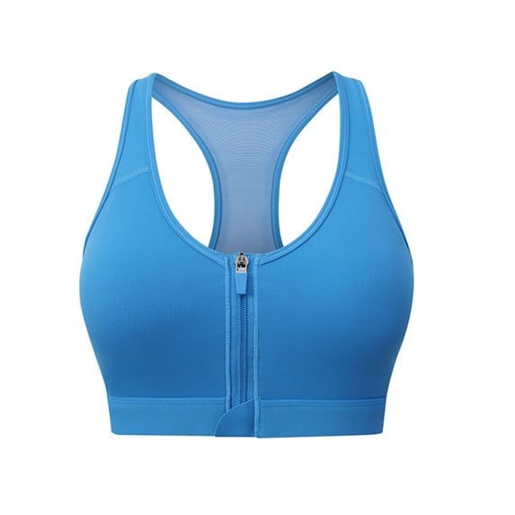Zip Front Sports Bra for Women Breathable Hollow Racerback High Impact Wireless Yoga Bras