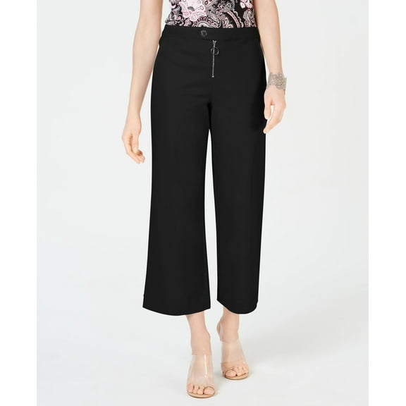 Zip Front Wide Leg Pants Deep Black 0