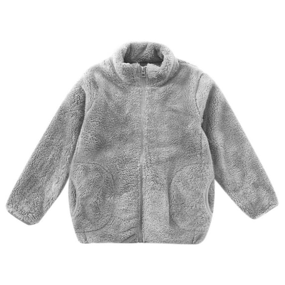 Zip Up Hoodie Girls 7-8 Toddler Kids Baby Girls Boys Solid Wool Coat Jacket Outerwear Zipper Warm Thick Winter Outwear with 2 Pockets Z0C-Grey, 9-10 Years
