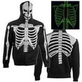 thumbnail image 1 of Zip Hoodie: Glow in The Dark Skeleton Costume Top (Front/Back) Size L, 1 of 5