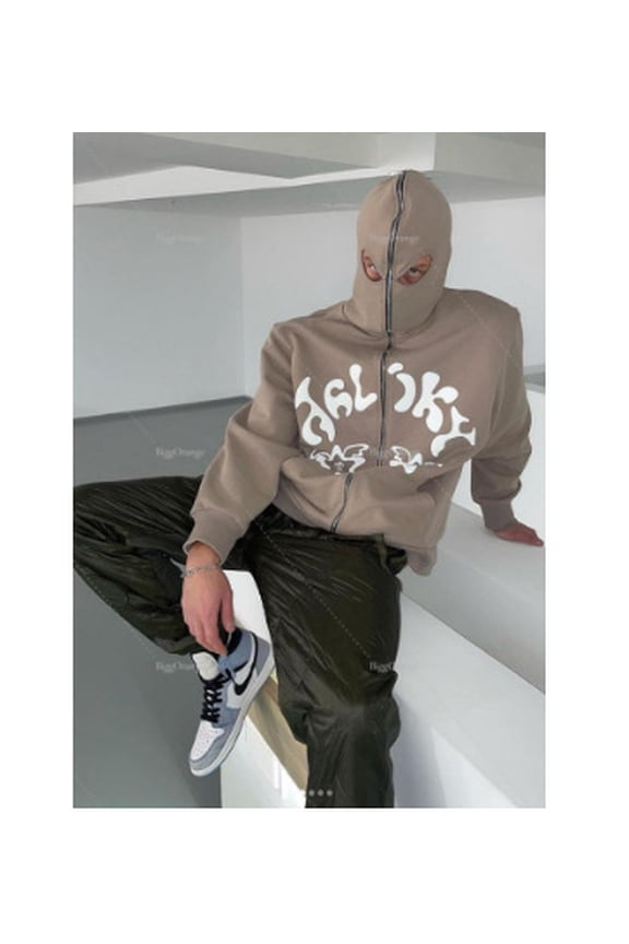 Zip Hoodie Letter Star Pattern Long Sleeve Sweatshirt Y2K Hoodie Funny Quirky Halloween Costume