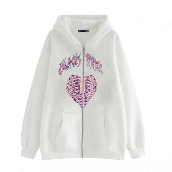 Zip Hoodie Men Relaxed Fit Skeleton Print Halloween Hoodie Long Sleeve Casual Fall Winter Urban Graphic Hoodies