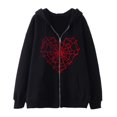 thumbnail image 1 of Zip Hoodie Men Streetwear Spider Web Print Long Sleeve Hoodie with Pocekt Fall Winter Relaxed Fit Mens Hoodies, 1 of 3