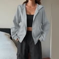 thumbnail image 1 of Zip Up Hoodie Women Oversized Lightweight Sweatshirts Plus Size, Plain, Long Sleeve, Drawstring, Full Zipper with Pockets, Casual Fashion Fall Winter Jackets Gray M, 1 of 6