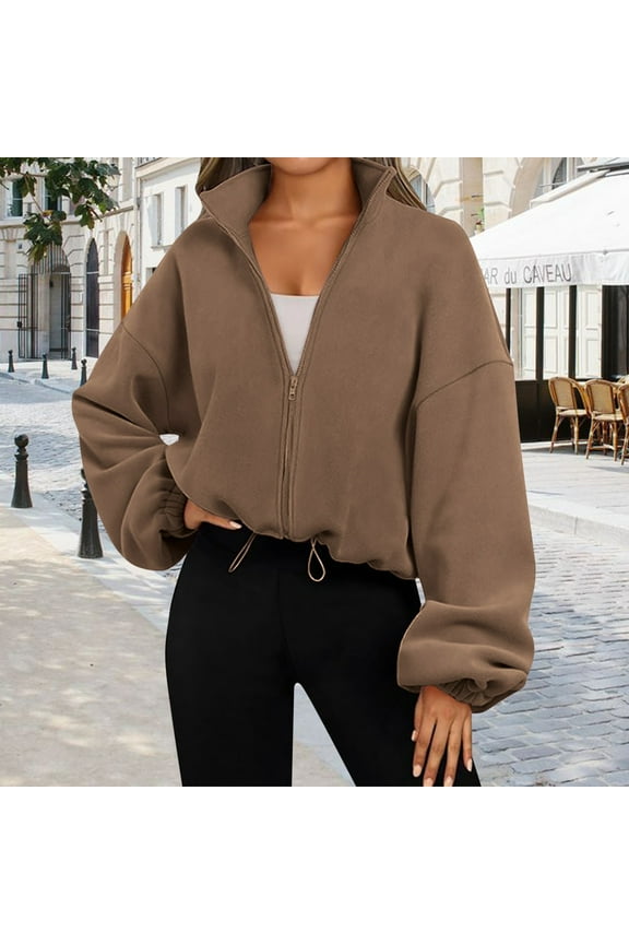 Zip Up Hoodie Women Oversized Sweatshirt Cropped Jacket Trendy Jacket Workout Coat Swing Coats for Women Women's Outdoor Recreation Jackets & Coats Womens plus Size Fall Jacket Womens plus Size Ski
