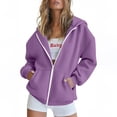 thumbnail image 1 of Zip Up Hoodie for Women Y2K Zipper Sweatshirt Jackets Casual Athletic Long Sleeve Oversized Drawstring Hooded Sweatshirts Fall Winter Comfy Jackets with Pockets, 1 of 7