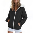thumbnail image 1 of Zip Up Hoodie for Women Y2K Zipper Sweatshirt Jackets Casual Athletic Long Sleeve Oversized Drawstring Hooded Sweatshirts Fall Winter Comfy Jackets with Pockets, 1 of 6