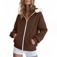 thumbnail image 1 of Zip Up Hoodie for Women Y2K Zipper Sweatshirt Jackets Casual Athletic Long Sleeve Oversized Drawstring Hooded Sweatshirts Fall Winter Comfy Jackets with Pockets, 1 of 6