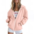 thumbnail image 1 of Zip Up Hoodie for Women Y2K Zipper Sweatshirt Jackets Casual Athletic Long Sleeve Oversized Drawstring Hooded Sweatshirts Fall Winter Comfy Jackets with Pockets, 1 of 7