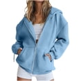 thumbnail image 1 of Zip Up Hoodie for Women Y2K Zipper Sweatshirt Jackets Casual Athletic Long Sleeve Oversized Drawstring Hooded Sweatshirts Fall Winter Comfy Jackets with Pockets, 1 of 5
