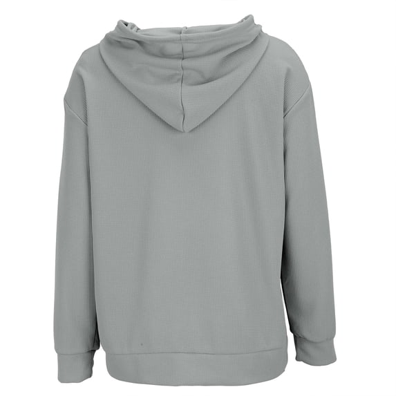 Zip Up Hoodie Women, Yigetop Autumn Cardigan Zipper Sweatshirt Women Large Size Loose New Student Jacket Top for Women Waffle Hoodie Women Light Ashy L