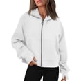 thumbnail image 1 of Zip Up Hoodie for Womens Pullover Fashion Plus Size Casual Loose Hooded Long Sleeve Zipper Solid Color Cardigan Blouse Thumb Sleeve Hoodie Sweatshirt With Pocket, 1 of 7
