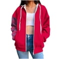 thumbnail image 1 of Zip Up Hoodie for Womens Pullover Fashion Plus Size Stripe Pockets Zipper Long Sleeved Regular Top Hooded Sweatshirts Coat Outwear, 1 of 5