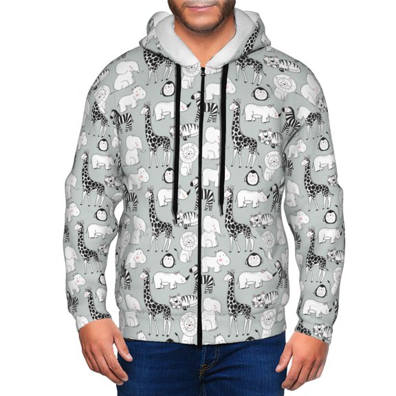 Zip Up Hoodies for Men - African Animals Long Sleeve Comfrt Men'S Fashion Hoodies & Sweatshirts, Jackets for Men Hoodies Pullover Clothing Clothes with Pouch