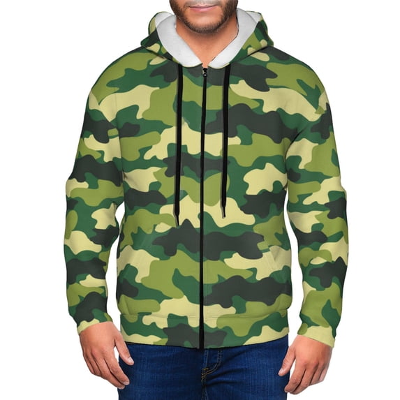 Zip Up Hoodies for Men - Camo Green Classic Long Sleeve Comfrt Men'S Fashion Hoodies & Sweatshirts, Jackets for Men Hoodies Pullover Clothing Clothes with Pouch