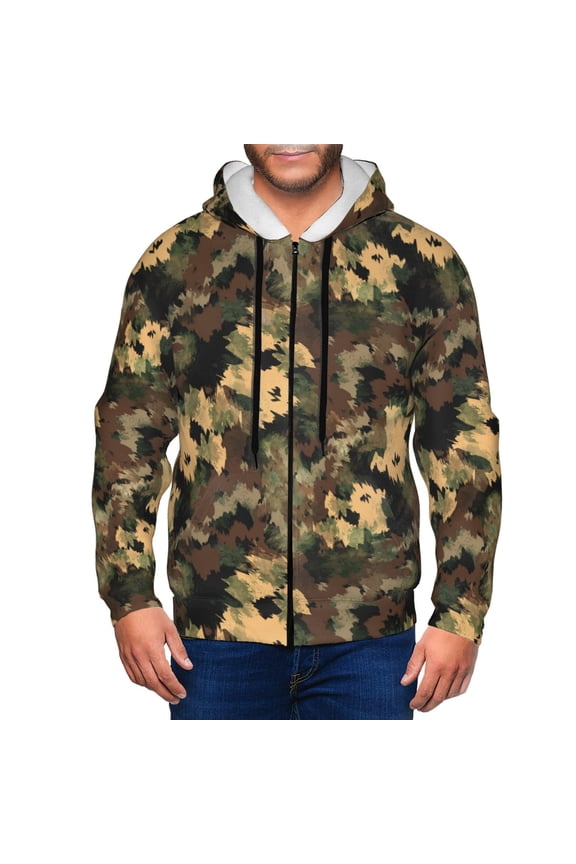 Zip Up Hoodies for Men - Camouflage green Long Sleeve Comfrt Men'S Fashion Hoodies & Sweatshirts, Jackets for Men Hoodies Pullover Clothing Clothes with Pouch