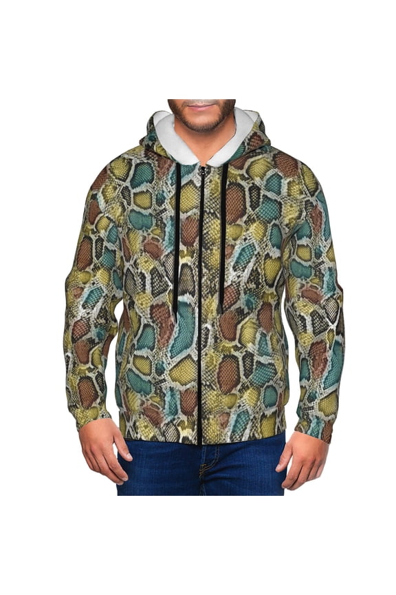 Zip Up Hoodies for Men - Camouflage snake Print Long Sleeve Comfrt Men'S Fashion Hoodies & Sweatshirts, Jackets for Men Hoodies Pullover Clothing Clothes with Pouch