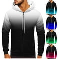 thumbnail image 1 of Zip Up Hoodies for Men Casual Jacket Fleece Sweatshirt Drawstring Hoody Top Long Sleeve Sweater Gradient Print Outwear Fashion Full-Zip Hoodie with Pockets Lightweight Sweatshirts Size S-3XL, 1 of 5
