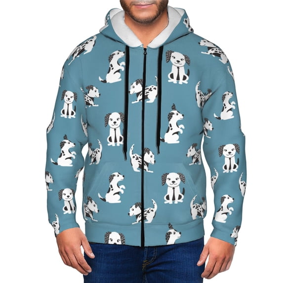 Zip Up Hoodies for Men - Cute Dog Puppy Dalmatian Long Sleeve Comfrt Men'S Fashion Hoodies & Sweatshirts, Jackets for Men Hoodies Pullover Clothing Clothes with Pouch