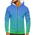 thumbnail image 1 of Zip Up Hoodies for Men Gradient Printed Sweatshirts Fleece Lined Hoodie Spring Fall Long Sleeve Tops Casual Hooded Pullover with Pockets Drawstring Hoody Outwear for Sports Running, 1 of 4