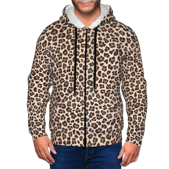 Zip Up Hoodies for Men - Leopard Print-2 Long Sleeve Comfrt Men'S Fashion Hoodies & Sweatshirts, Jackets for Men Hoodies Pullover Clothing Clothes with Pouch