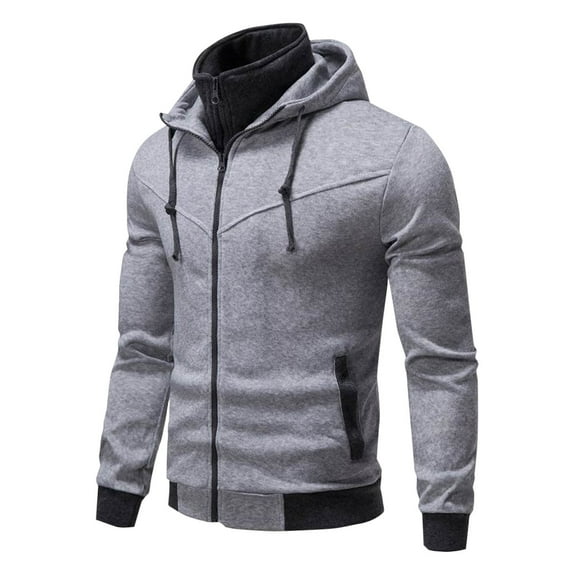 Zip up Hoodies for Men Long Sleeve Full Zip Jackets Plain Hooded Sweatshirt Warm Gym Hoodie Loose Casual Coats Solid Color Zipper Workout Gym Sports Activewear with Pockets
