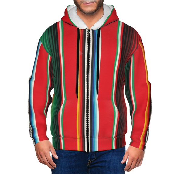 Zip Up Hoodies for Men - Mexican Serape Blanket Stripes Long Sleeve Comfrt Men'S Fashion Hoodies & Sweatshirts, Jackets for Men Hoodies Pullover Clothing Clothes with Pouch