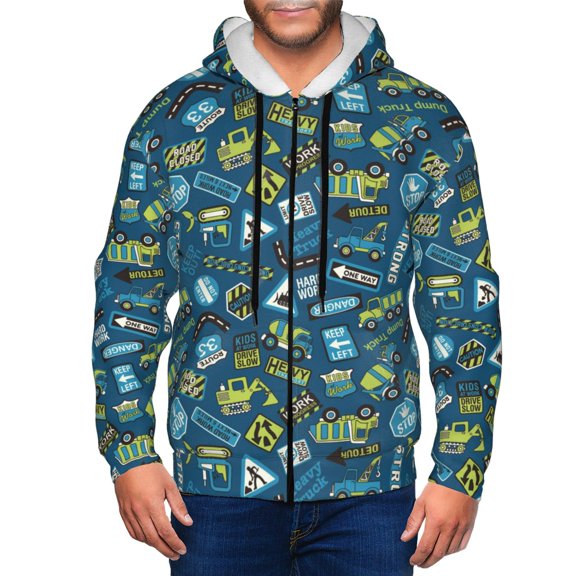 Zip Up Hoodies for Men - Modern excavator A Long Sleeve Comfrt Men'S Fashion Hoodies & Sweatshirts, Jackets for Men Hoodies Pullover Clothing Clothes with Pouch