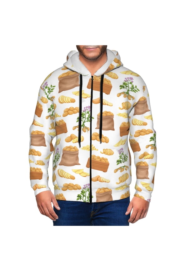 Zip Up Hoodies for Men - Potato Countryside Long Sleeve Comfrt Men'S Fashion Hoodies & Sweatshirts, Jackets for Men Hoodies Pullover Clothing Clothes with Pouch
