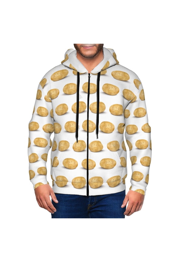 Zip Up Hoodies for Men - Potato Pattern cartoon Long Sleeve Comfrt Men'S Fashion Hoodies & Sweatshirts, Jackets for Men Hoodies Pullover Clothing Clothes with Pouch
