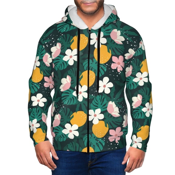 Zip Up Hoodies for Men - Tropical Fruit B Long Sleeve Comfrt Men'S Fashion Hoodies & Sweatshirts, Jackets for Men Hoodies Pullover Clothing Clothes with Pouch