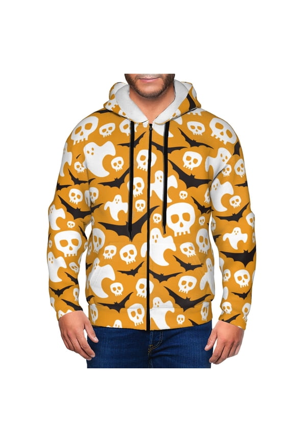 Zip Up Hoodies for Men - halloween elements bat Long Sleeve Comfrt Men'S Fashion Hoodies & Sweatshirts, Jackets for Men Hoodies Pullover Clothing Clothes with Pouch