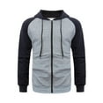 thumbnail image 1 of Zip Up Hoodies for Mens Color Block Sweatshirts Waffle Jackets Zipped Hoodie Spring Fall Long Sleeve Tops Casual Hooded Pullover Drawstring Hoody Outwears for Sports Running, 1 of 4