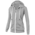 thumbnail image 1 of Zip up Hoodies for Women Casual Long Sleeve Hooded Sweatshirts with Thumb Holes Drawstring Lightweight Pockets Zipper Fall Jackets Winter Warm Fleece Full Zip Hoodies Outerwear Gray S, 1 of 1