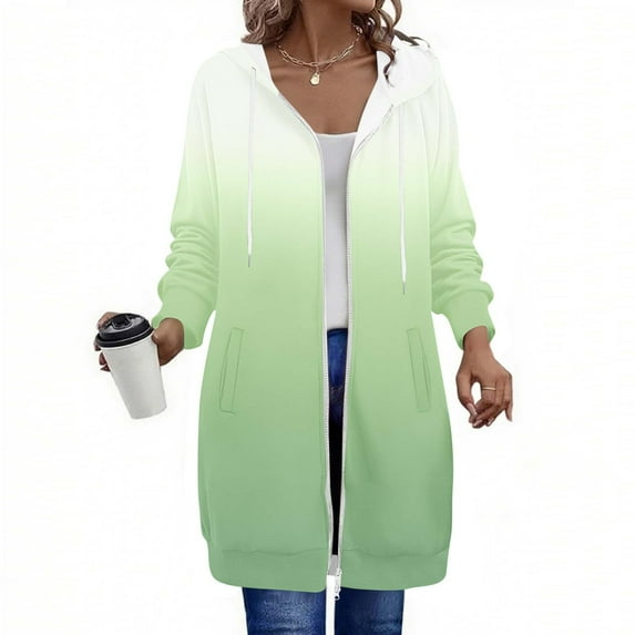 Zip Up Hoodies for Women Plus Size Fall Winter Fashion Casual Hooded Sweatshirts with Pocket Women's Casual Loose Solid Color Pocket Long Sleeved Double Zipper Hooded Sweatshirt Top