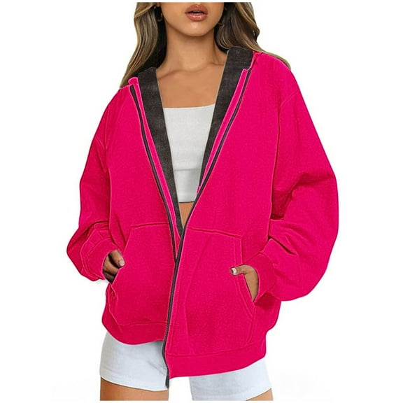 Zip Up Hoodies for Womens Pullover Fashion Plus Size Winter Warm And Fleece Heavy Printed Hooded Jacket With Zipper Double Pockets Presents for Women