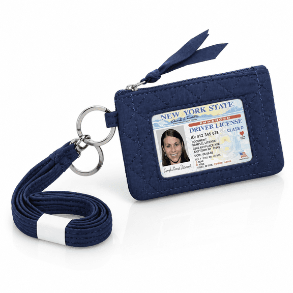 Zip Id And Lanyard Set (navy Blue)